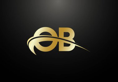 İlk Monogram Harf O B Logo Tasarım Vektör Şablonu. O B Harfi Logo Tasarımı
