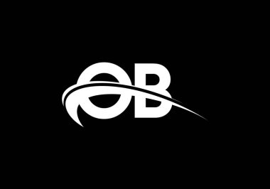 İlk Monogram Harf O B Logo Tasarım Vektör Şablonu. O B Harfi Logo Tasarımı