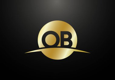 İlk Monogram Harf O B Logo Tasarım Vektör Şablonu. O B Harfi Logo Tasarımı