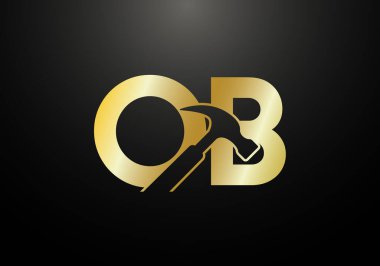 İlk Monogram Harf O B Logo Tasarım Vektör Şablonu. O B Harfi Logo Tasarımı