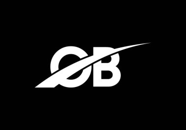 İlk Monogram Harf O B Logo Tasarım Vektör Şablonu. O B Harfi Logo Tasarımı