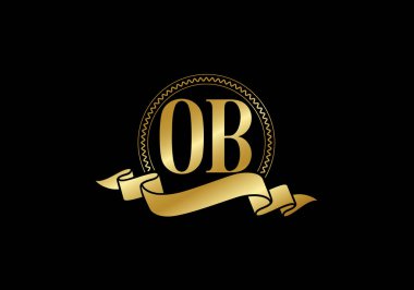 İlk Monogram Harf O B Logo Tasarım Vektör Şablonu. O B Harfi Logo Tasarımı