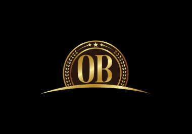 İlk Monogram Harf O B Logo Tasarım Vektör Şablonu. O B Harfi Logo Tasarımı