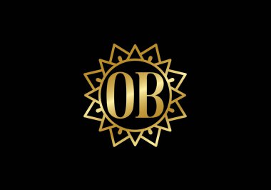 İlk Monogram Harf O B Logo Tasarım Vektör Şablonu. O B Harfi Logo Tasarımı