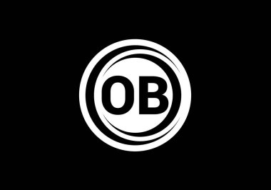 İlk Monogram Harf O B Logo Tasarım Vektör Şablonu. O B Harfi Logo Tasarımı