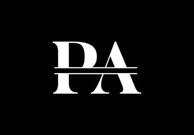 Baş Monogram Harf P A Logo Tasarım Vektör Şablonu. P A Harfi Logo Tasarımı