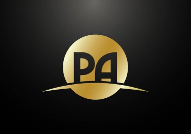Baş Monogram Harf P A Logo Tasarım Vektör Şablonu. P A Harfi Logo Tasarımı