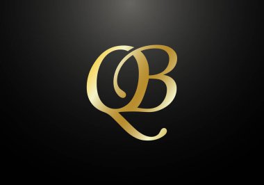 Baş Monogram Harf Q B Logo Tasarım Vektör Şablonu. Q B Harfi Logo Tasarımı