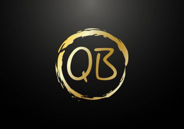 Baş Monogram Harf Q B Logo Tasarım Vektör Şablonu. Q B Harfi Logo Tasarımı