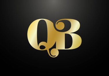 Baş Monogram Harf Q B Logo Tasarım Vektör Şablonu. Q B Harfi Logo Tasarımı