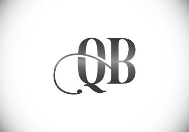 Baş Monogram Harf Q B Logo Tasarım Vektör Şablonu. Q B Harfi Logo Tasarımı