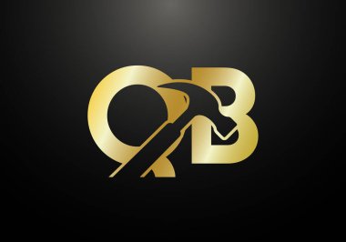 Baş Monogram Harf Q B Logo Tasarım Vektör Şablonu. Q B Harfi Logo Tasarımı