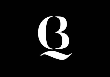 Baş Monogram Harf Q B Logo Tasarım Vektör Şablonu. Q B Harfi Logo Tasarımı