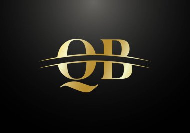 Baş Monogram Harf Q B Logo Tasarım Vektör Şablonu. Q B Harfi Logo Tasarımı