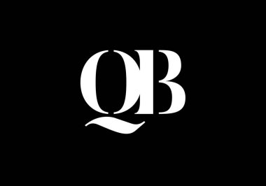 Baş Monogram Harf Q B Logo Tasarım Vektör Şablonu. Q B Harfi Logo Tasarımı