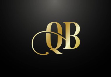 Baş Monogram Harf Q B Logo Tasarım Vektör Şablonu. Q B Harfi Logo Tasarımı