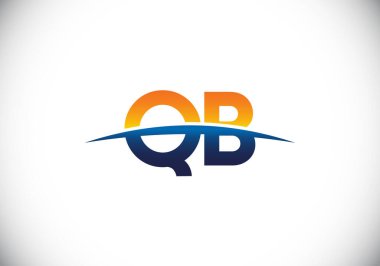 Baş Monogram Harf Q B Logo Tasarım Vektör Şablonu. Q B Harfi Logo Tasarımı