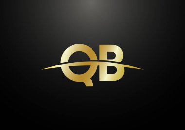 Baş Monogram Harf Q B Logo Tasarım Vektör Şablonu. Q B Harfi Logo Tasarımı