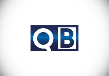 Baş Monogram Harf Q B Logo Tasarım Vektör Şablonu. Q B Harfi Logo Tasarımı