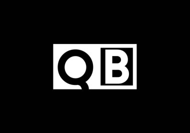 Baş Monogram Harf Q B Logo Tasarım Vektör Şablonu. Q B Harfi Logo Tasarımı