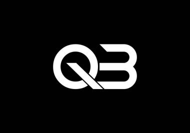 Baş Monogram Harf Q B Logo Tasarım Vektör Şablonu. Q B Harfi Logo Tasarımı