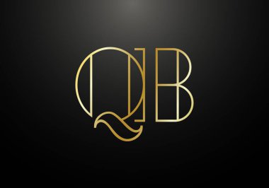 Baş Monogram Harf Q B Logo Tasarım Vektör Şablonu. Q B Harfi Logo Tasarımı