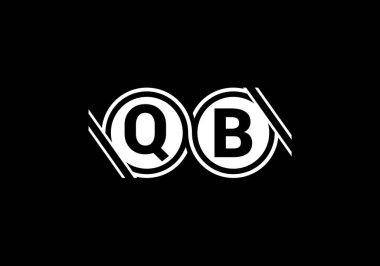 Baş Monogram Harf Q B Logo Tasarım Vektör Şablonu. Q B Harfi Logo Tasarımı