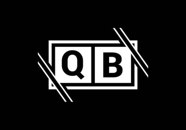 Baş Monogram Harf Q B Logo Tasarım Vektör Şablonu. Q B Harfi Logo Tasarımı
