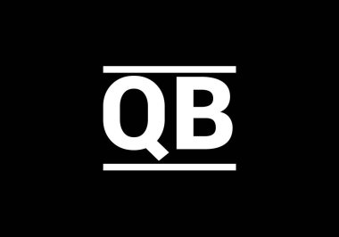 Baş Monogram Harf Q B Logo Tasarım Vektör Şablonu. Q B Harfi Logo Tasarımı