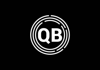 Baş Monogram Harf Q B Logo Tasarım Vektör Şablonu. Q B Harfi Logo Tasarımı
