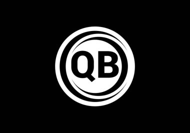 Baş Monogram Harf Q B Logo Tasarım Vektör Şablonu. Q B Harfi Logo Tasarımı
