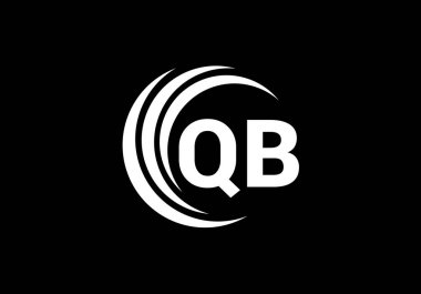 Baş Monogram Harf Q B Logo Tasarım Vektör Şablonu. Q B Harfi Logo Tasarımı