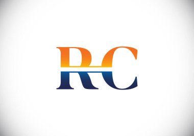 İlk Monogram Harf R C Logo Tasarım Vektör Şablonu. R C Harf Logosu Tasarımı