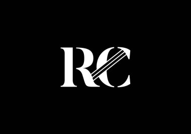 İlk Monogram Harf R C Logo Tasarım Vektör Şablonu. R C Harf Logosu Tasarımı