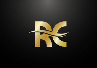 İlk Monogram Harf R C Logo Tasarım Vektör Şablonu. R C Harf Logosu Tasarımı