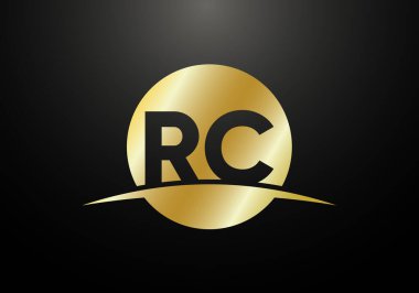 İlk Monogram Harf R C Logo Tasarım Vektör Şablonu. R C Harf Logosu Tasarımı