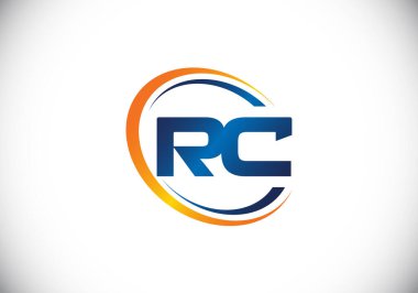 İlk Monogram Harf R C Logo Tasarım Vektör Şablonu. R C Harf Logosu Tasarımı