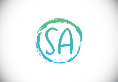 Baş Monogram S A Logo Tasarım Vektör Şablonu. S A Harf Logosu Tasarımı