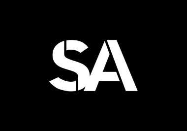 Baş Monogram S A Logo Tasarım Vektör Şablonu. S A Harf Logosu Tasarımı