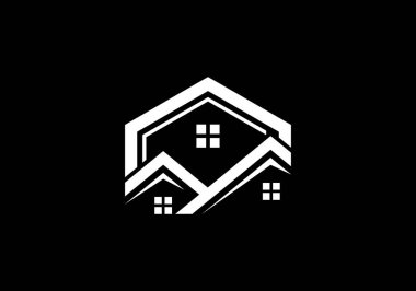 Emlak vektör logosu tasarımı, bina logosu tasarımı, emlak vektör logosu şablonu, bir özellik için logo, soyut ev logosu