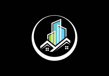 Emlak vektör logosu tasarımı, bina logosu tasarımı, emlak vektör logosu şablonu, bir özellik için logo, soyut ev logosu