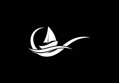 Gemi logosu, yolcu gemisi logosu tasarım taşıyıcı şablonu, tekne işareti sembolü