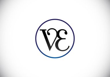 İlk Monogram Mektup V E Logo Tasarım Vektör Şablonu. V E Harfi Logo Tasarımı