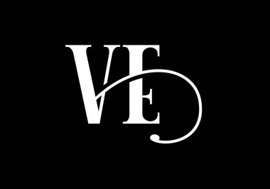 İlk Monogram Mektup V E Logo Tasarım Vektör Şablonu. V E Harfi Logo Tasarımı