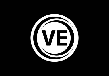 İlk Monogram Mektup V E Logo Tasarım Vektör Şablonu. V E Harfi Logo Tasarımı