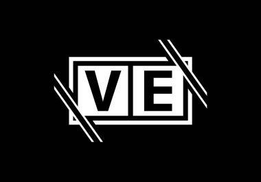 İlk Monogram Mektup V E Logo Tasarım Vektör Şablonu. V E Harfi Logo Tasarımı