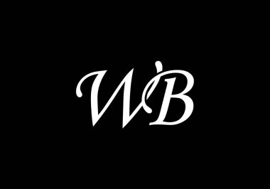İlk Monogram Harf W B Logo Tasarım Vektör Şablonu. WB Harf Logo Tasarımı