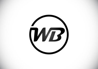 İlk Monogram Harf W B Logo Tasarım Vektör Şablonu. WB Harf Logo Tasarımı
