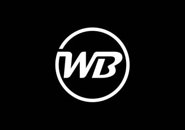 İlk Monogram Harf W B Logo Tasarım Vektör Şablonu. WB Harf Logo Tasarımı