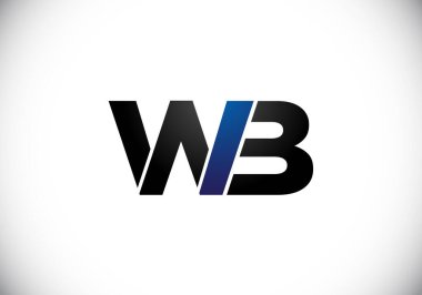 İlk Monogram Harf W B Logo Tasarım Vektör Şablonu. WB Harf Logo Tasarımı